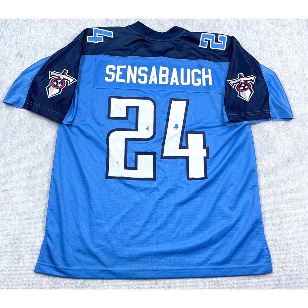Tennessee Titans Football‎ Jersey Mens Large Coty Sensabaugh NFL Blue Adult *